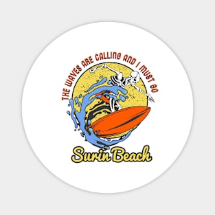 Surin Beach skeleton surfer Magnet